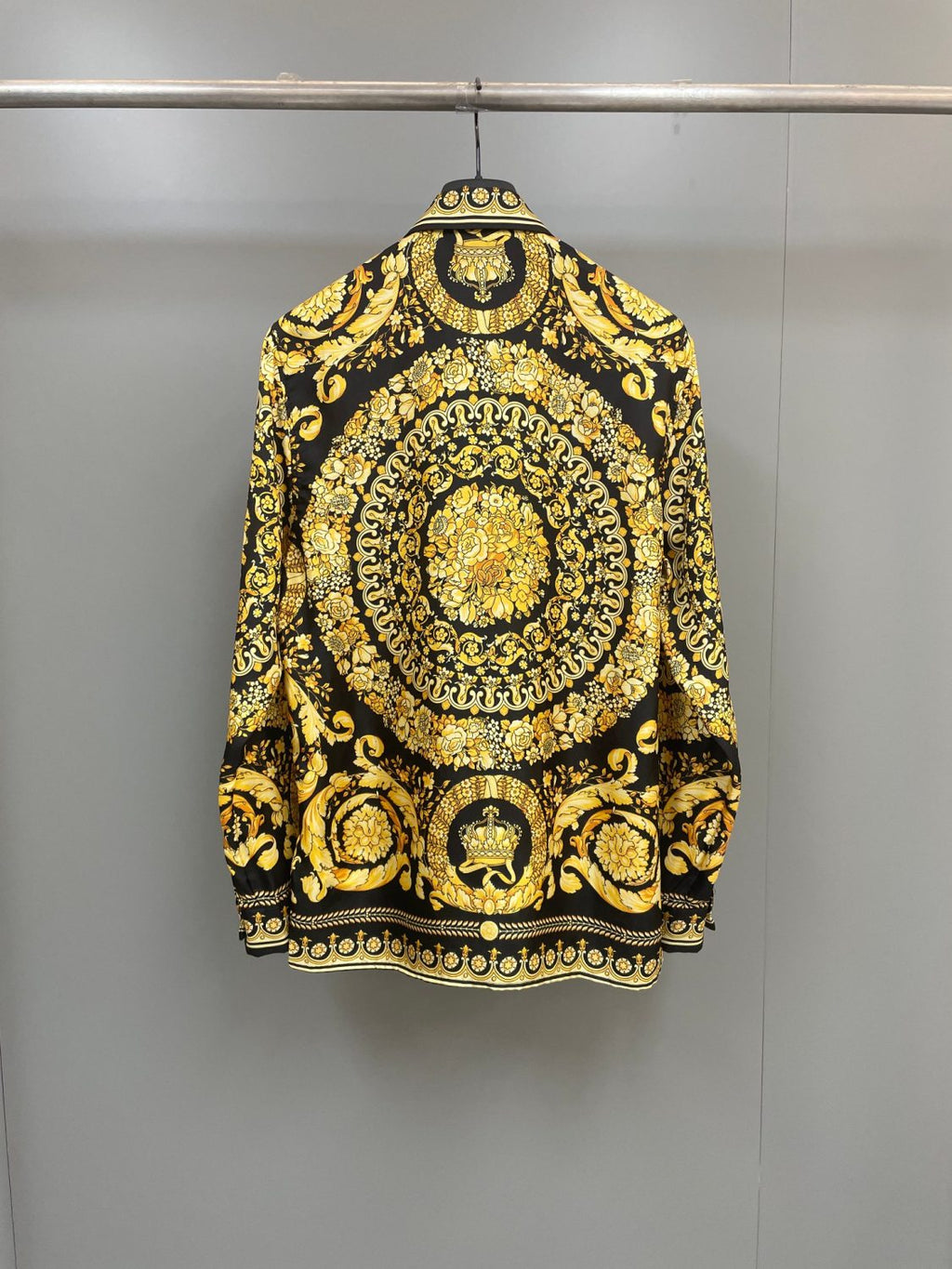 Versace Men's Spring and Autumn Barocco Printed Silk Shirt Fashion Casual Lapel Single Breasted Long Sleeve Tops #74977