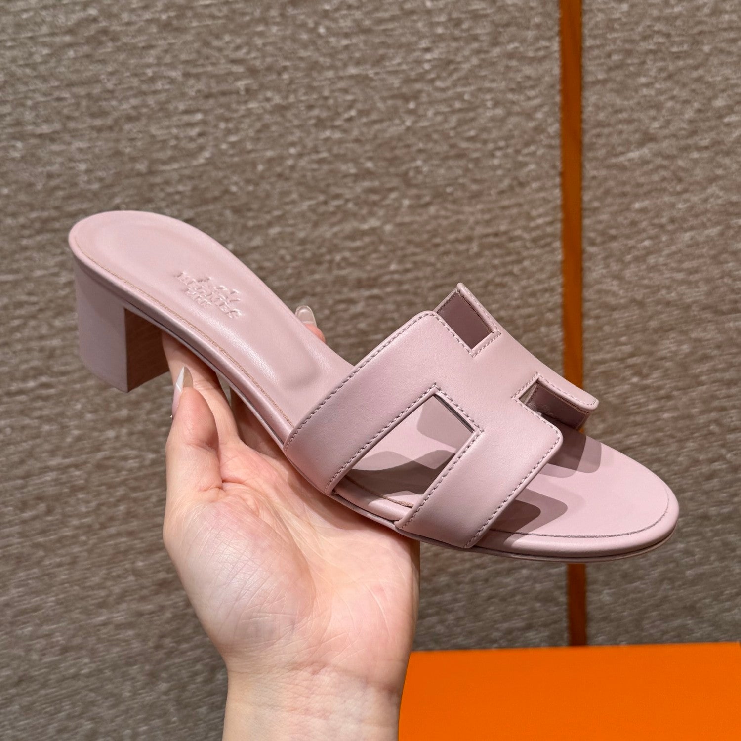 Hermes Oasis Women's Summer Solid Colour One Stirrup High Heel Slipper Shoes #76933