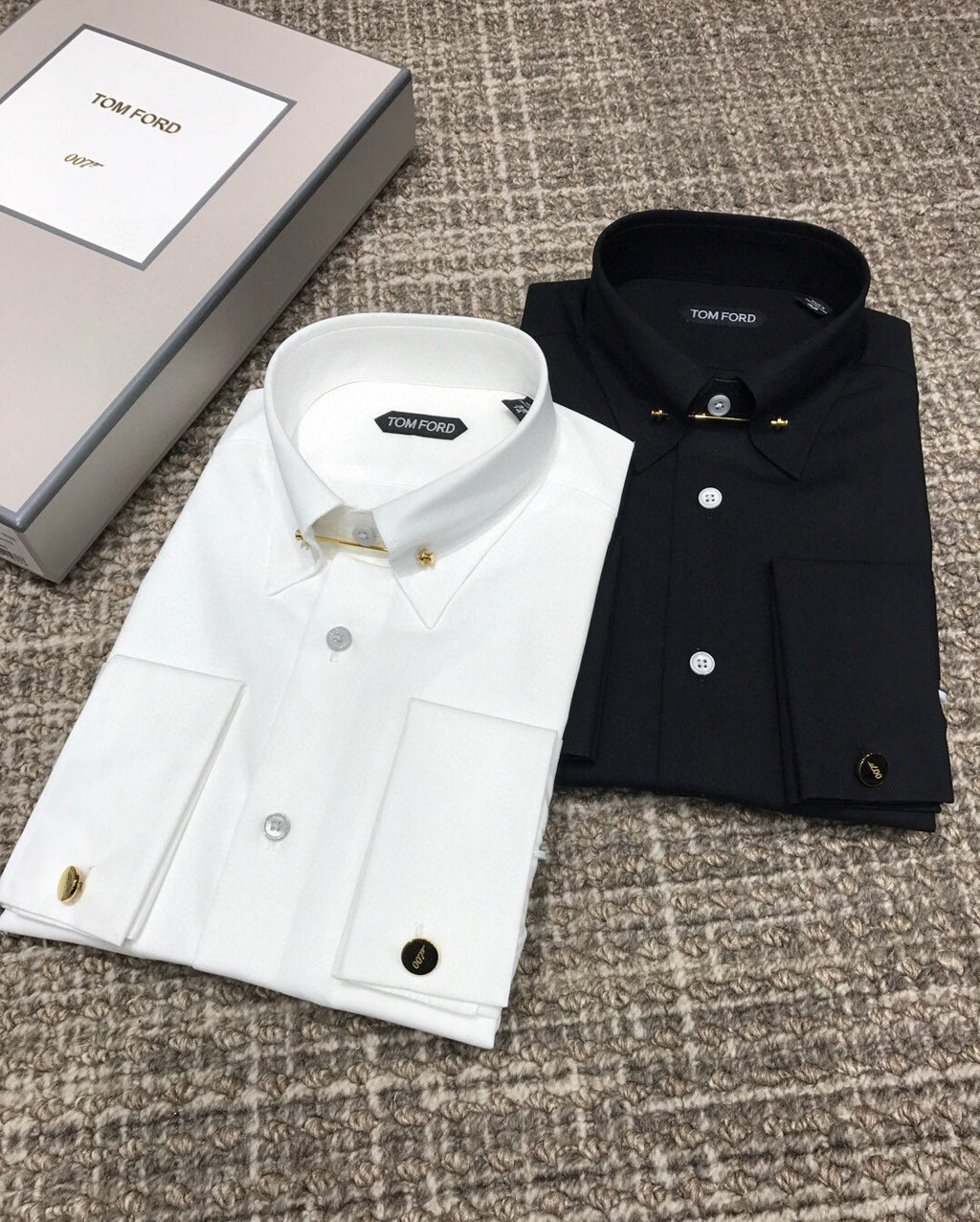 Tom Ford Men's Fashion Classic Notched Lapel Single-Breasted Premium Business Suit French Cuffs Dress Shirt #78943