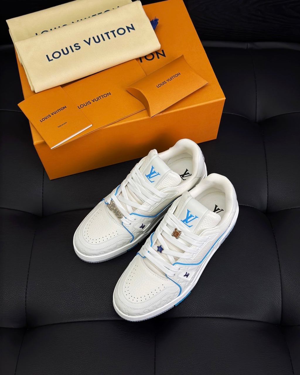 Louis Vuitton Men's And Women's Spring/summer Fashion Casual Round Toe Flat Lace Up Leather Low Top Casual Shoes #78352