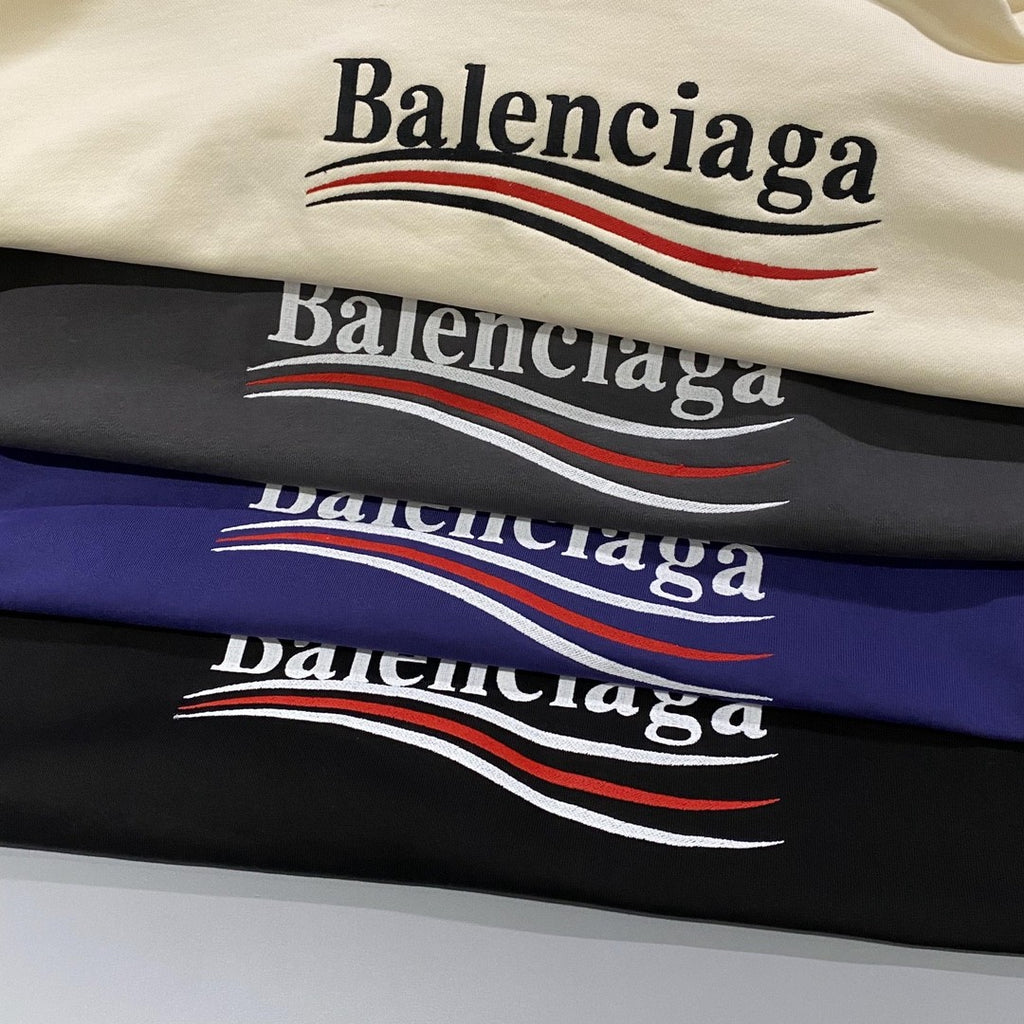 Balenciaga Men's And Women's Spring And Fall Embroidered Letters Logo Solid Color Cotton Hooded Sweatshirt #73374