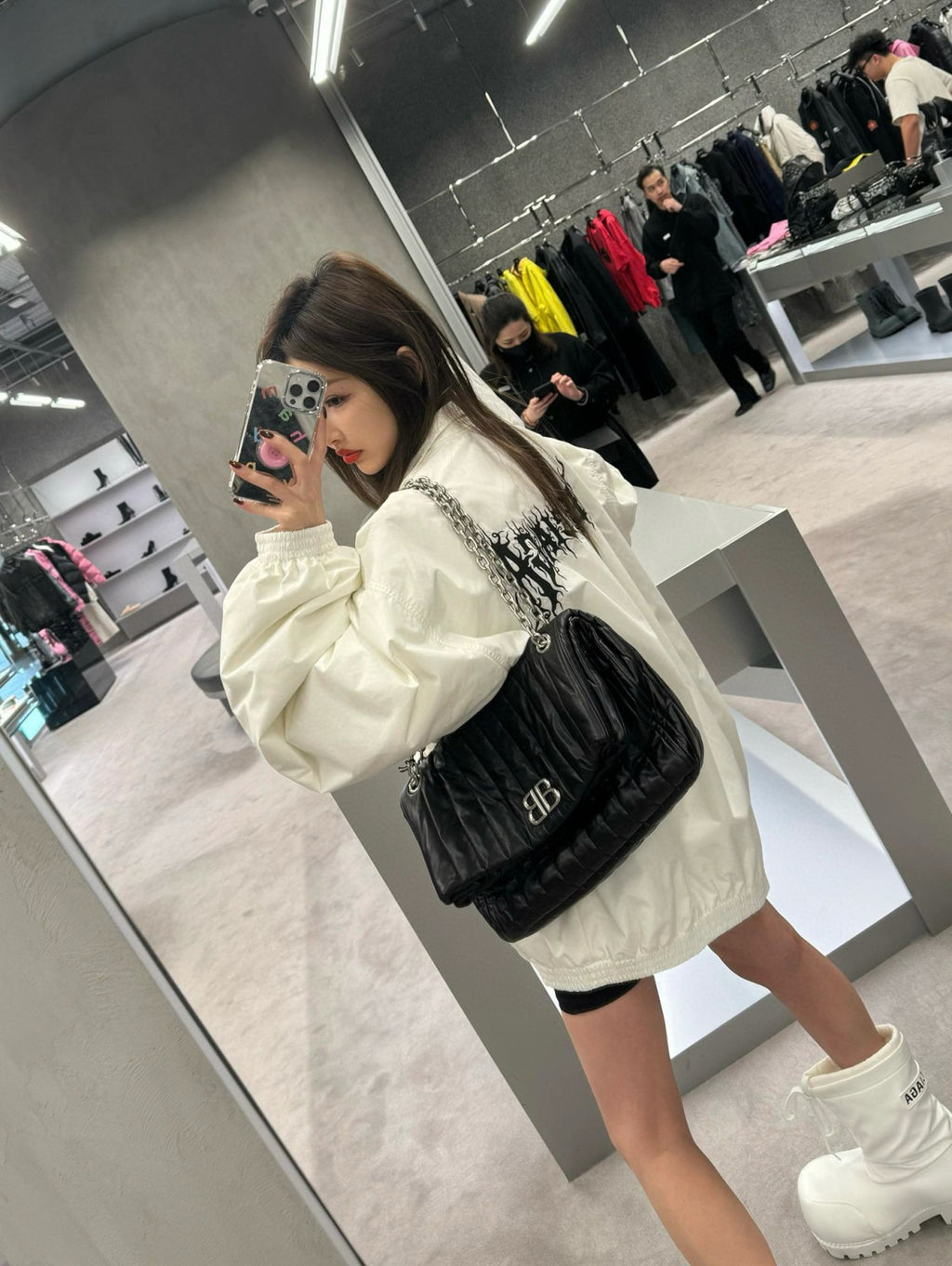 Balenciaga Men's And Women's Spring And Autumn Models Flame Letters Printing Solid Color High Collar Zipper Long Sleeve Jacket #98574