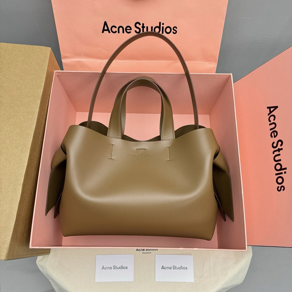 Acne Studios Tote Twisted Knot Decoration Engraved Logo Magnetic Closure Crossbody Bag #332333