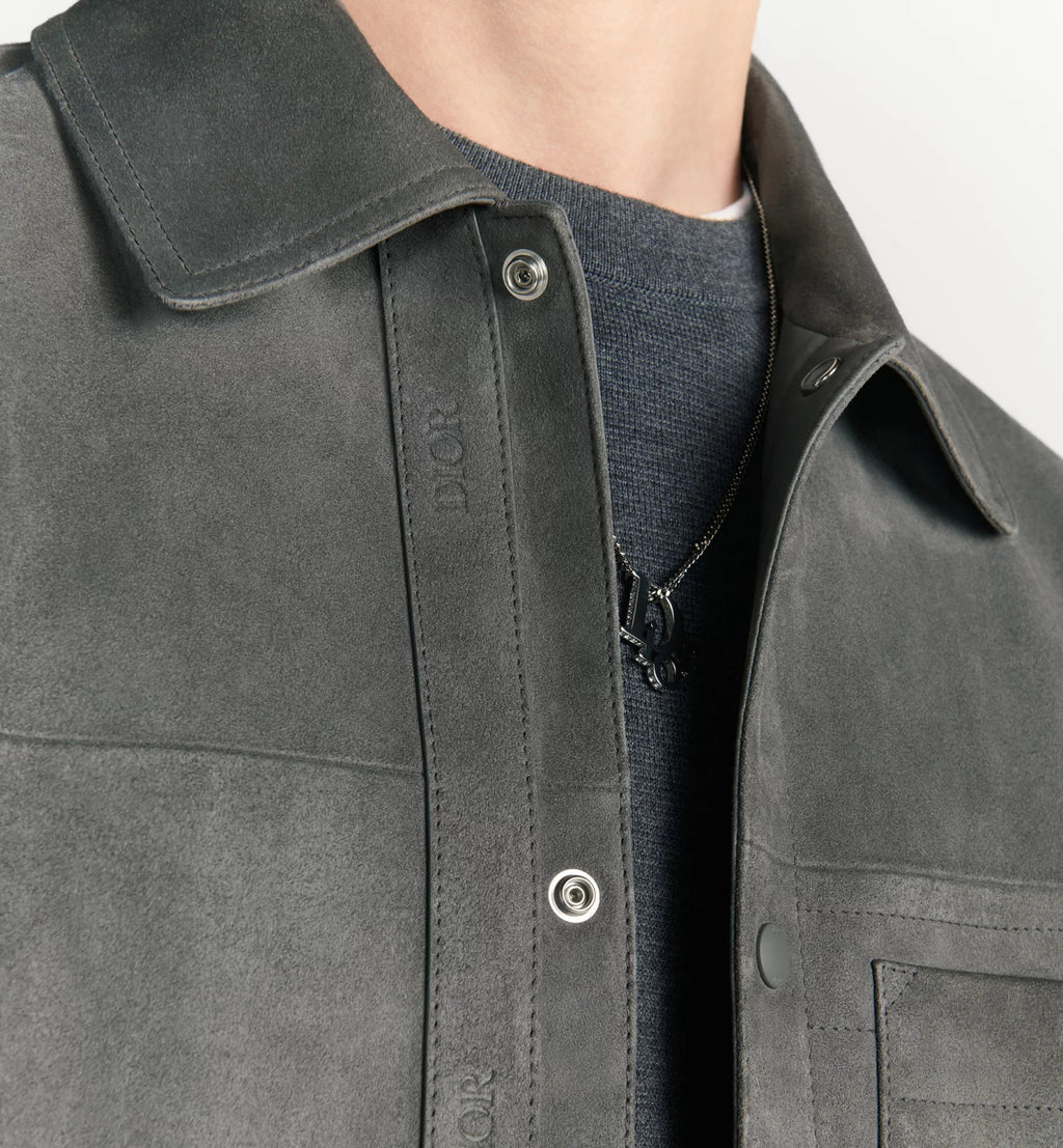 Dior Men's Embossed Logo Spring/Fall High-Street Collar Solid-Color Single-Breasted Leather Short Jacket Ngvp #2598