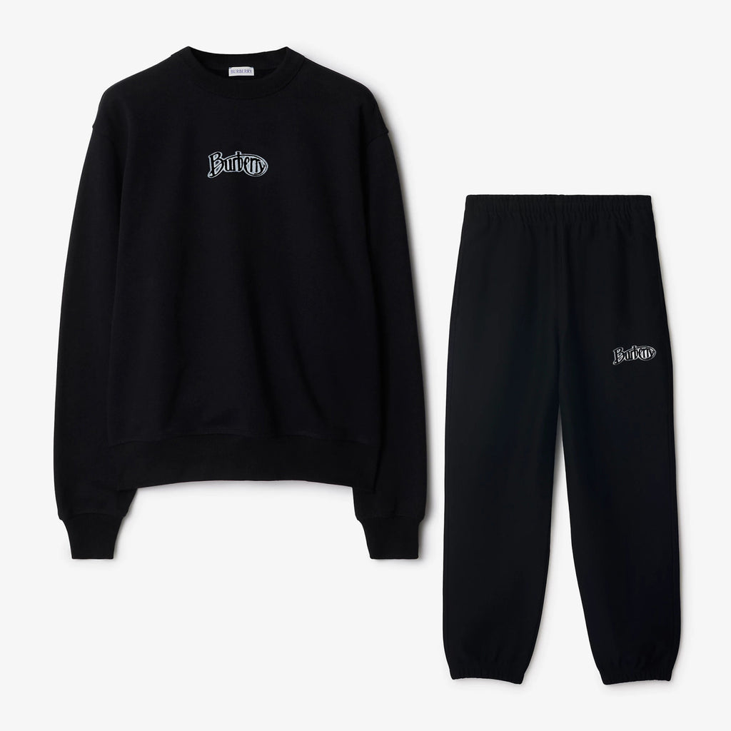 Burberry Men's Spring and Autumn Black Letter Logo Pattern Printed Round Neck Long Sleeve Sweatshirt Elastic Drawstring Casual Pants Suit Set #74235