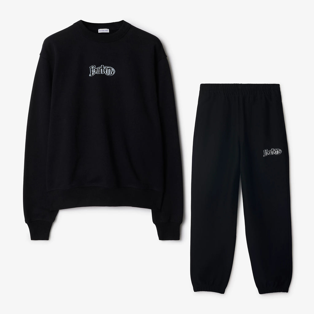Burberry Men's Spring and Autumn Black Letter Logo Pattern Printed Round Neck Long Sleeve Sweatshirt Elastic Drawstring Casual Pants Suit Set #74235