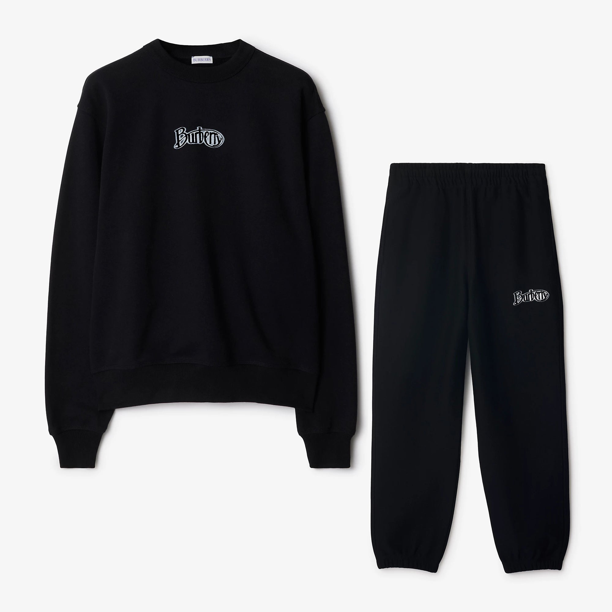 Burberry Men's Spring and Autumn Black Letter Logo Pattern Printed Round Neck Long Sleeve Sweatshirt Elastic Drawstring Casual Pants Suit Set #74235