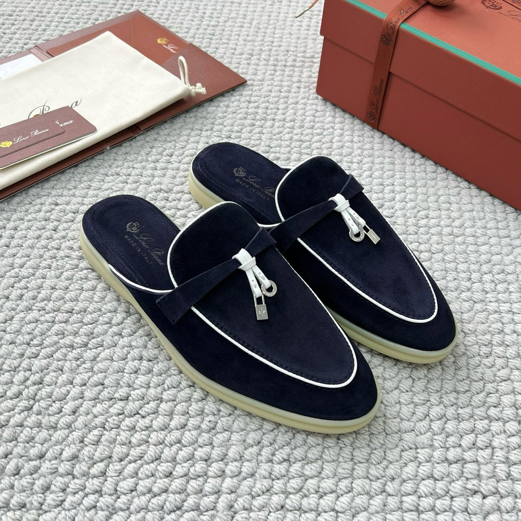 Loro Piana Women's Summer Solid Color Suede Simple Comfortable Rubber Bottom Baotou Slippers Shoes #76545