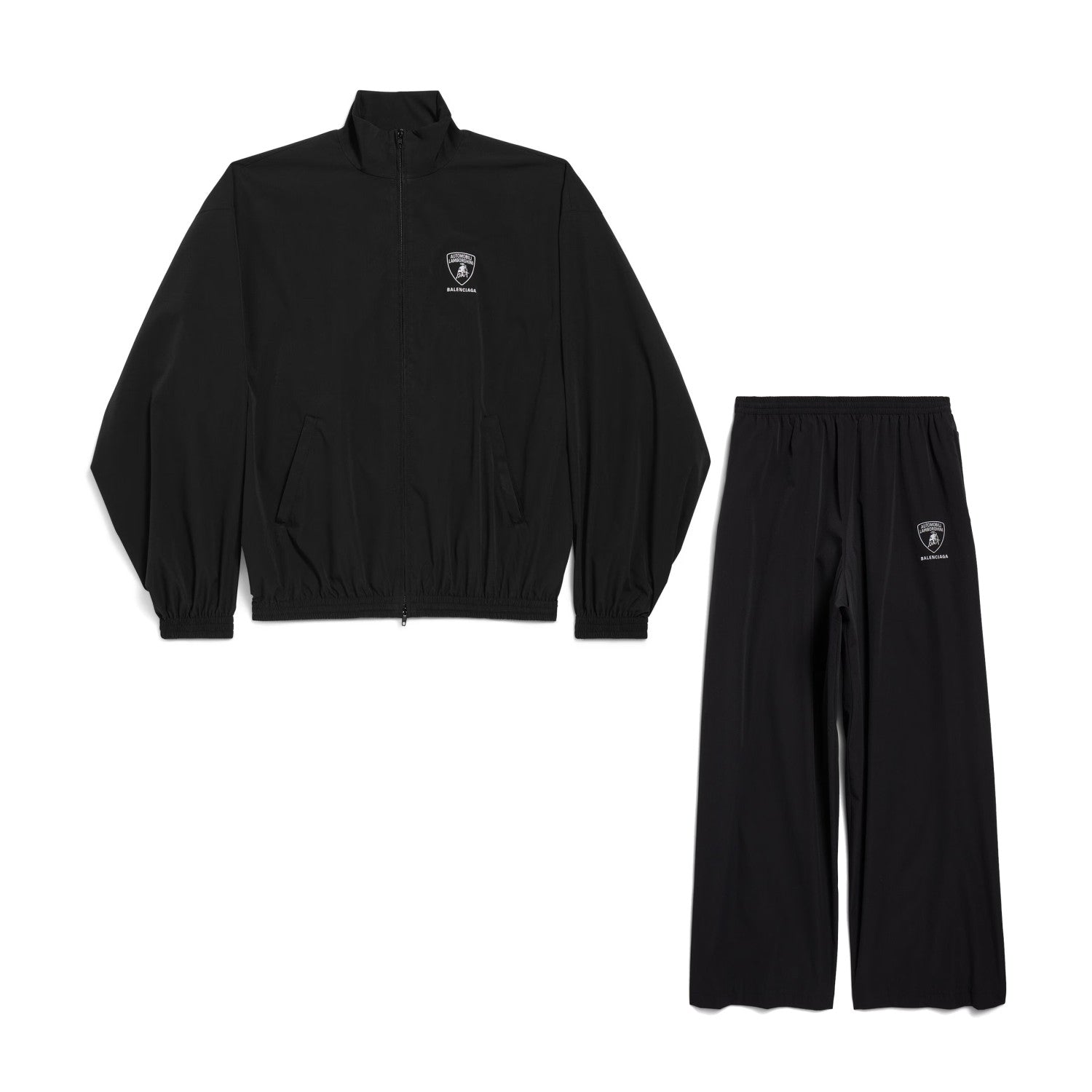 Balenciaga x Lamborghini Men's Spring/Autumn Solid Colour Car Logo Print Zipper Long Sleeve Sports Jacket And Pants Set Suit #77842