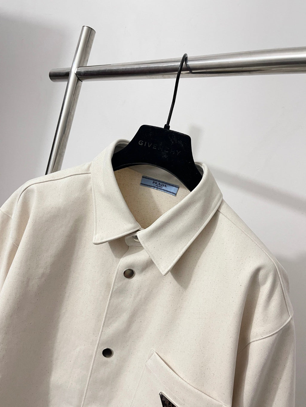 Prada Men's Spring And Fall Solid Color Single Breasted Long Sleeved Denim Shirt Jacket #73899