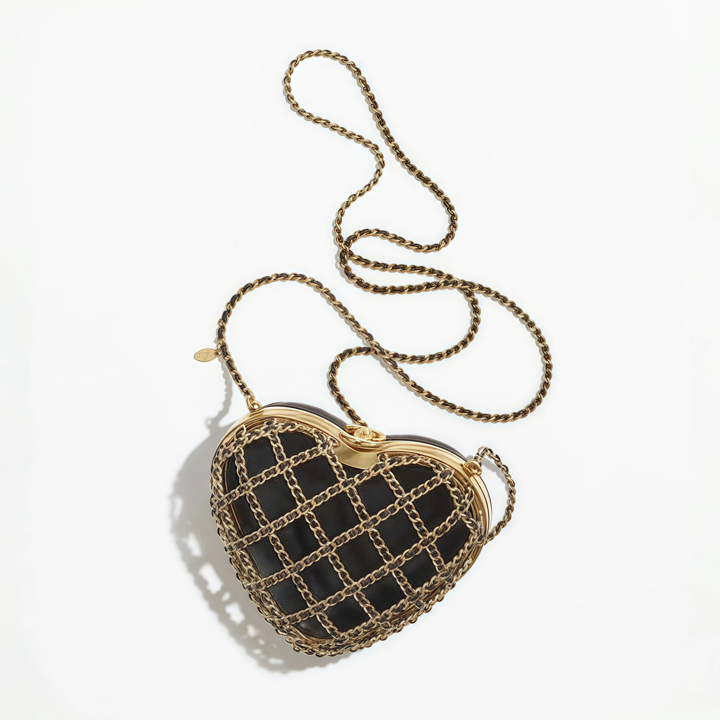Chanel Women's Hollow-Design Chain Heart Clutch Bag Casual Leather Solid-Color Evening Bag Single-Shoulder Crossbody Bag Bags AS4027-B10729-94305 #81563