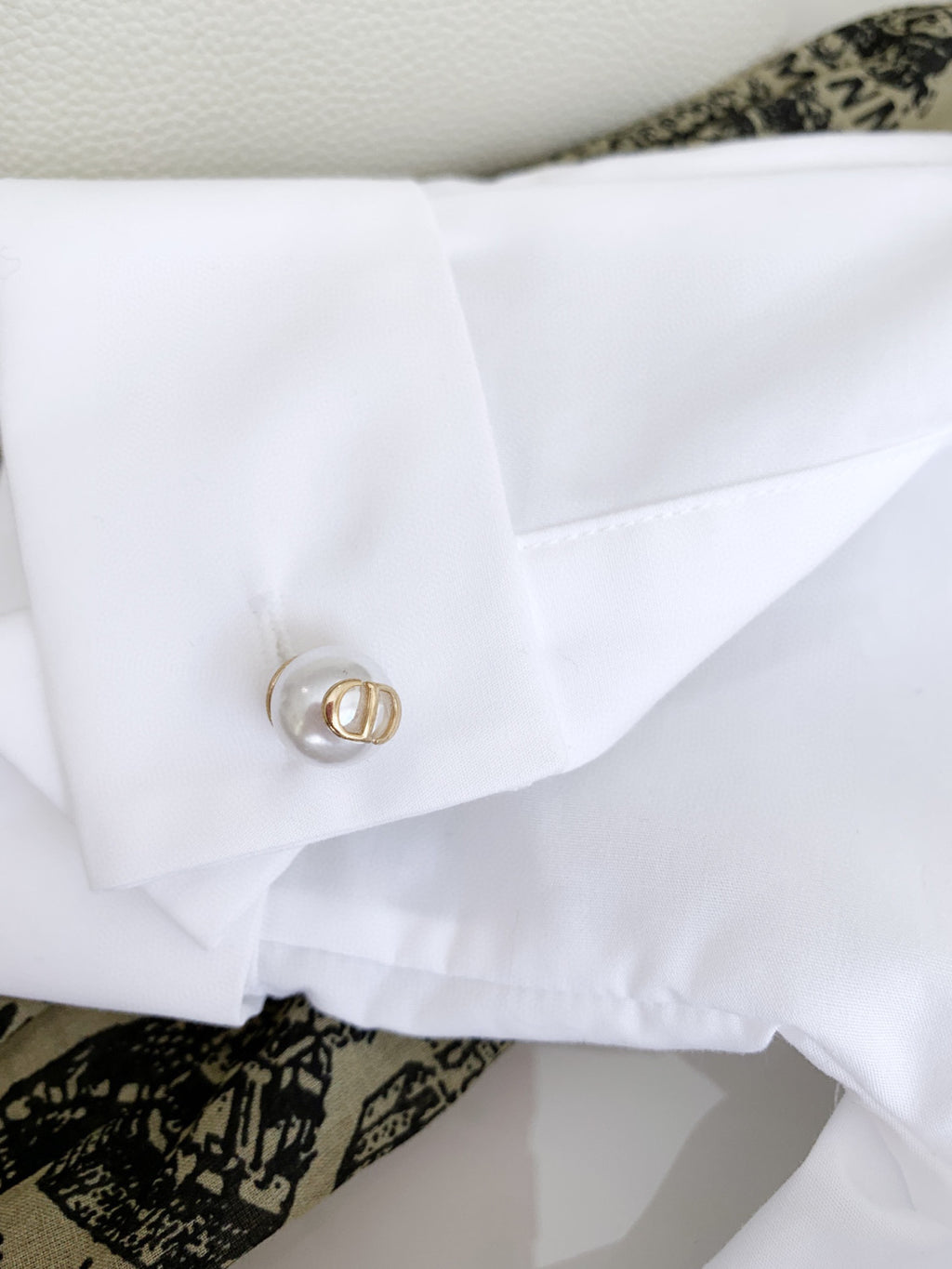 Dior Blouse With Puff Sleeves Women's Embroidered Logo Short Sleeve Shirt #96261