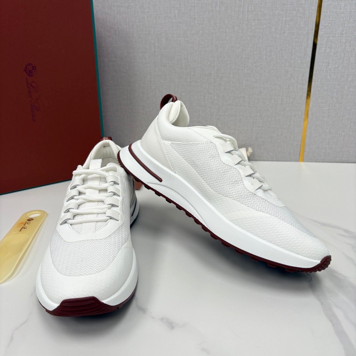 Loro Piana Week End Walk Mesh Cowhide Suede Casual Sneakers #381648