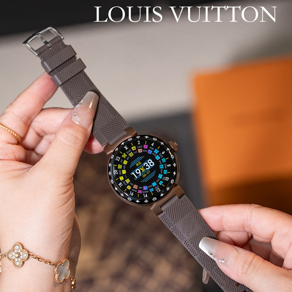Louis Vuitton Tambour Horizon Light Up Connected Watch Men's Women's Fashion Accessories Diameter 44mm1.2 Inch Round Amoled Full Touch Screen Resolution 390*390 Sensor Actuator Life Waterproof Smart Watch #81447