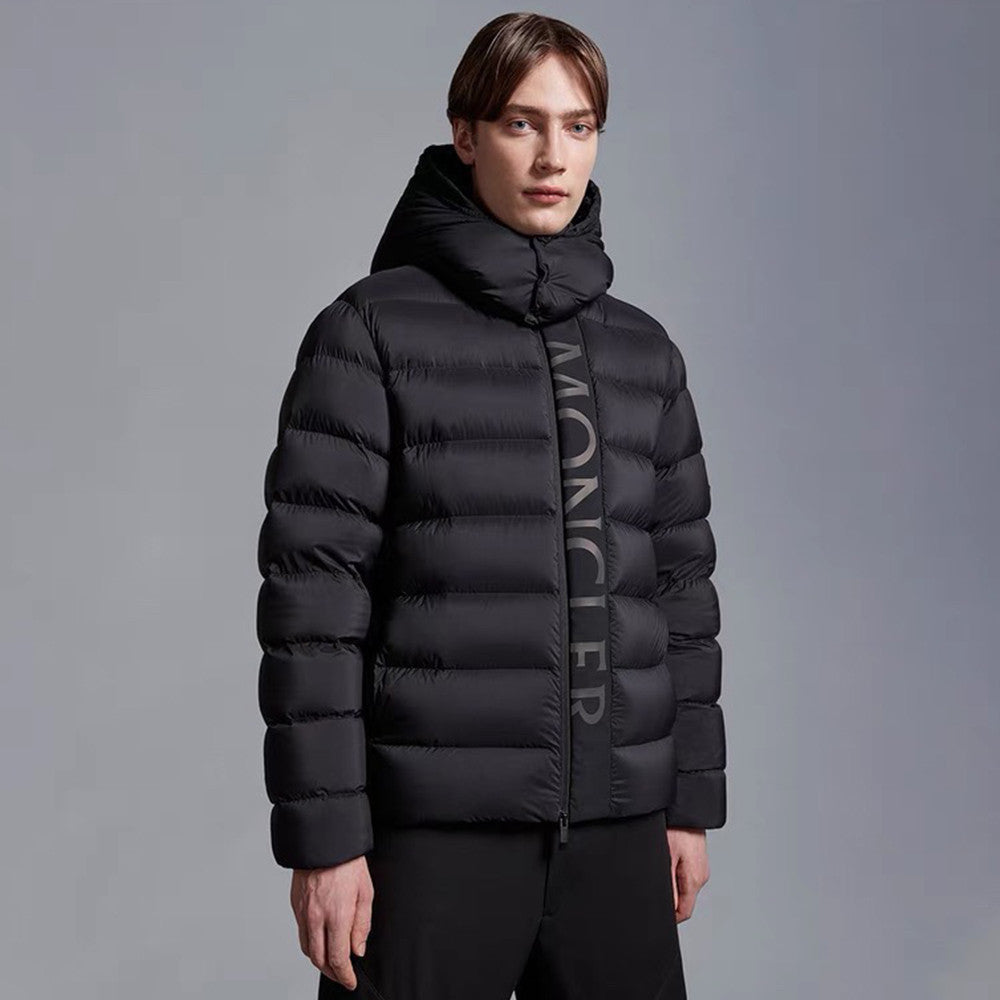 Moncler Men's New Black Warrior 3M Reflective White Goose Down Hooded Reflective Letters Down Jacket #332483