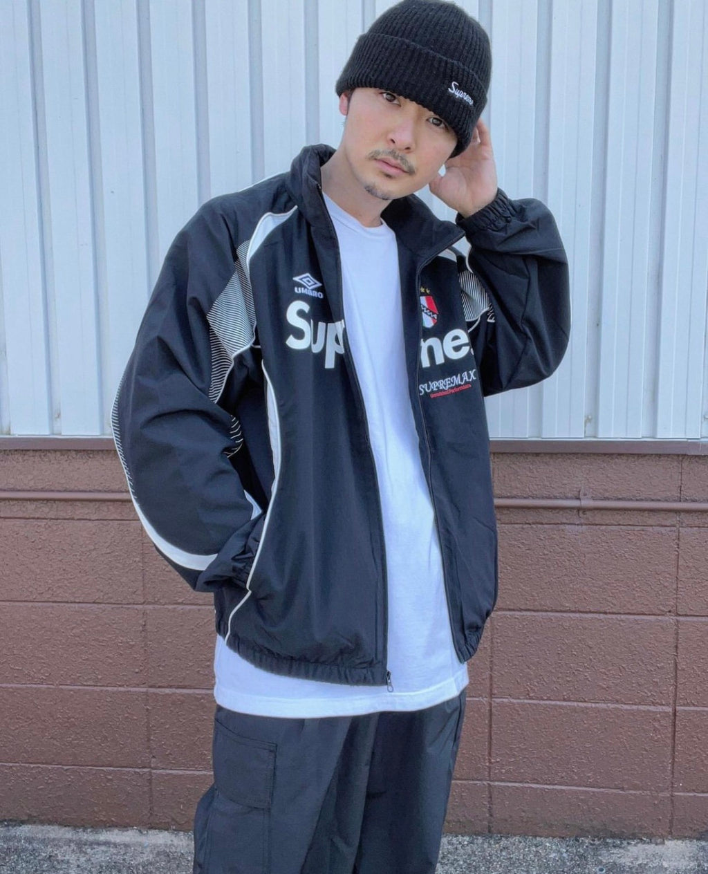 Supreme x Umbro Men's Women's Spring & Autumn Solid Color Zipper Loose Waterproof Nylon Hooded Long Sleeve Track Jacket #71417
