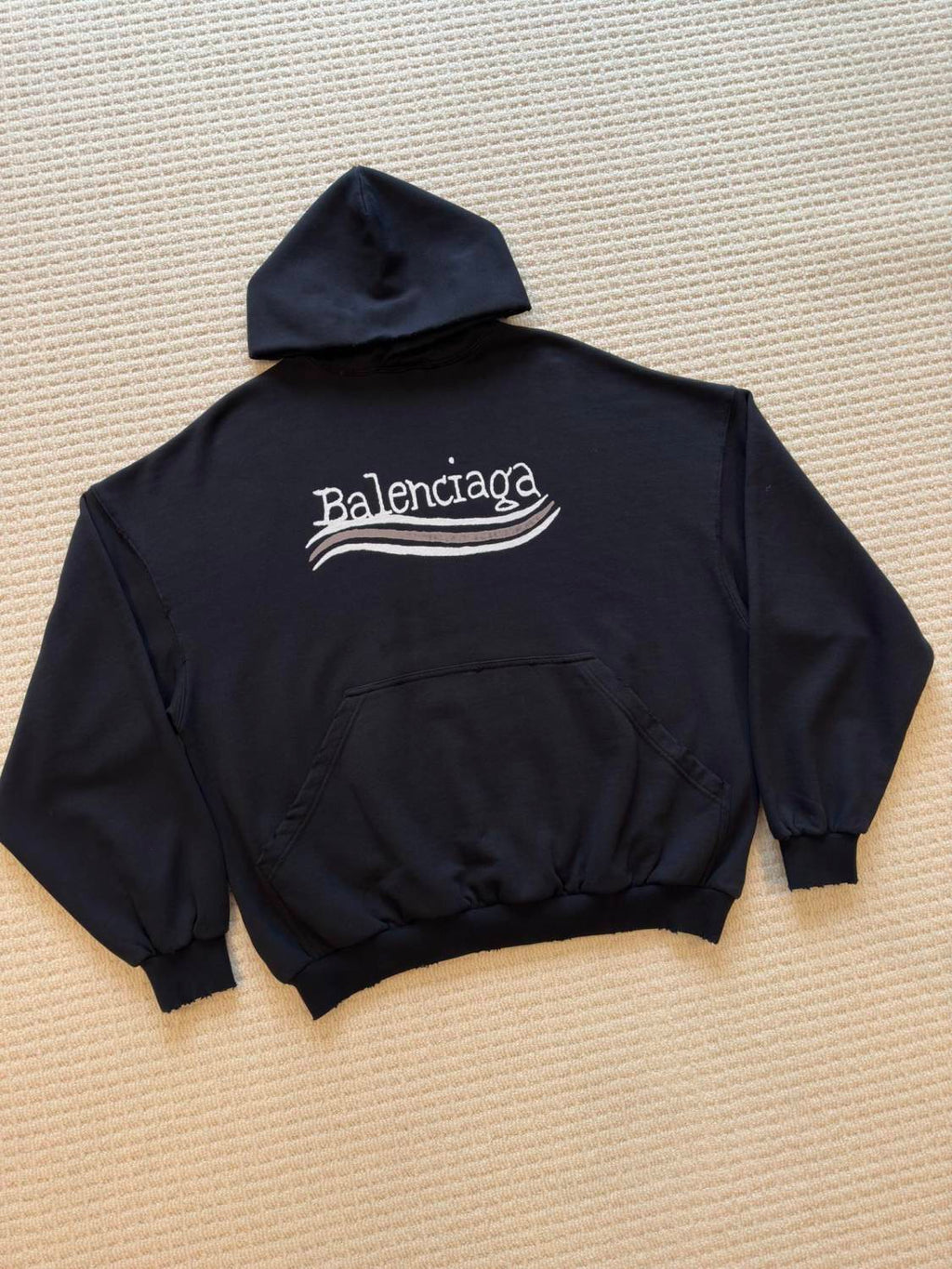 Balenciaga Men's Fall/winter Political Campaign Black Printed Sweatshirt Hooded Long Sleeve Pullover Sweatshirt ï»?81634