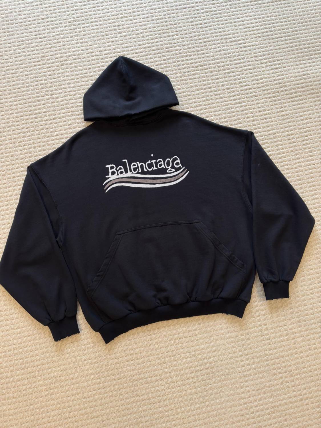Balenciaga Men's Fall/winter Political Campaign Black Printed Sweatshirt Hooded Long Sleeve Pullover Sweatshirt ï»?81634