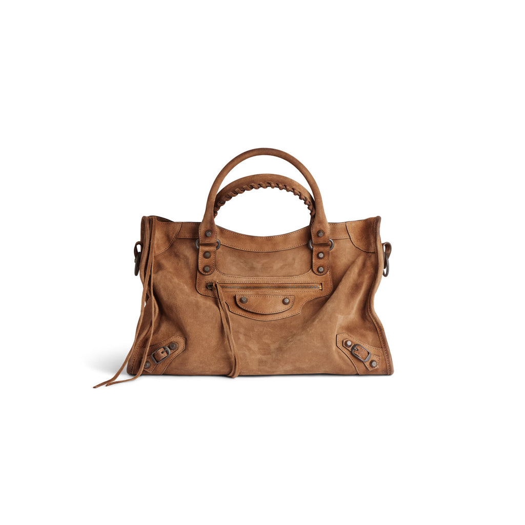 Balenciaga Women's Le City Large Handbag with Woven Handles. Solid Color Leather Crossbody Shoulder Bag. Fashionable Casual Bag Bags 8230582AB2A1143 #81498