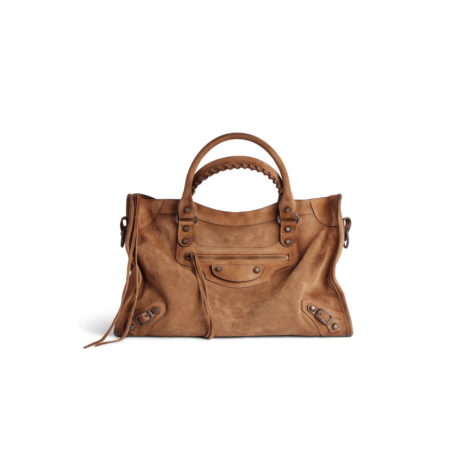 Balenciaga Women's Le City Large Handbag with Woven Handles. Solid Color Leather Crossbody Shoulder Bag. Fashionable Casual Bag Bags 8230582AB2A1143 #81498