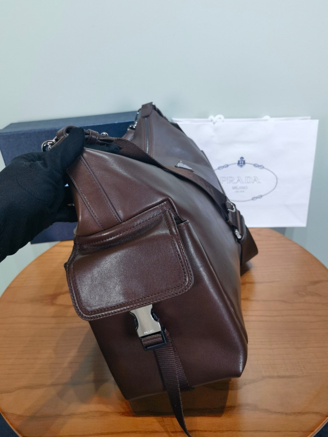 Prada Brown Leather Explore Shoulder Bag #379558