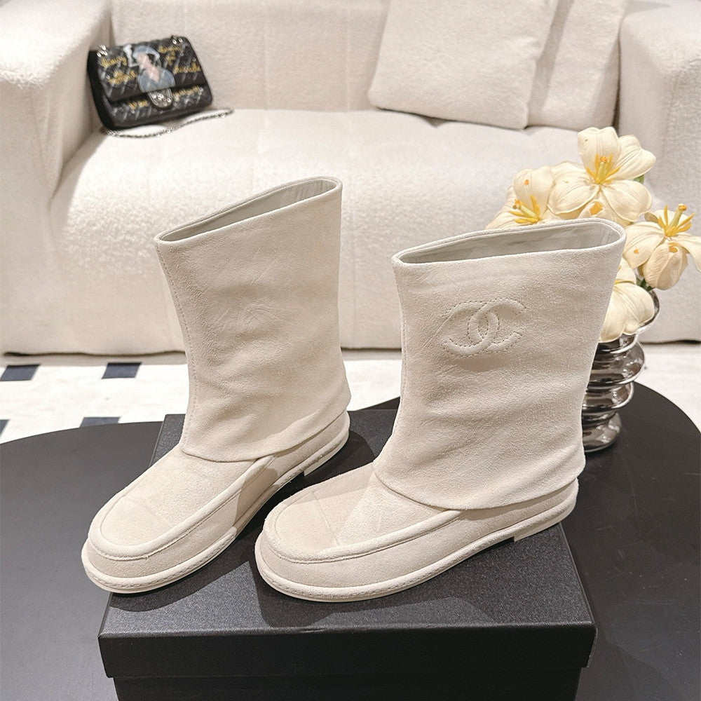 Chanel Women's Suede Mid-Calf Boots #335029