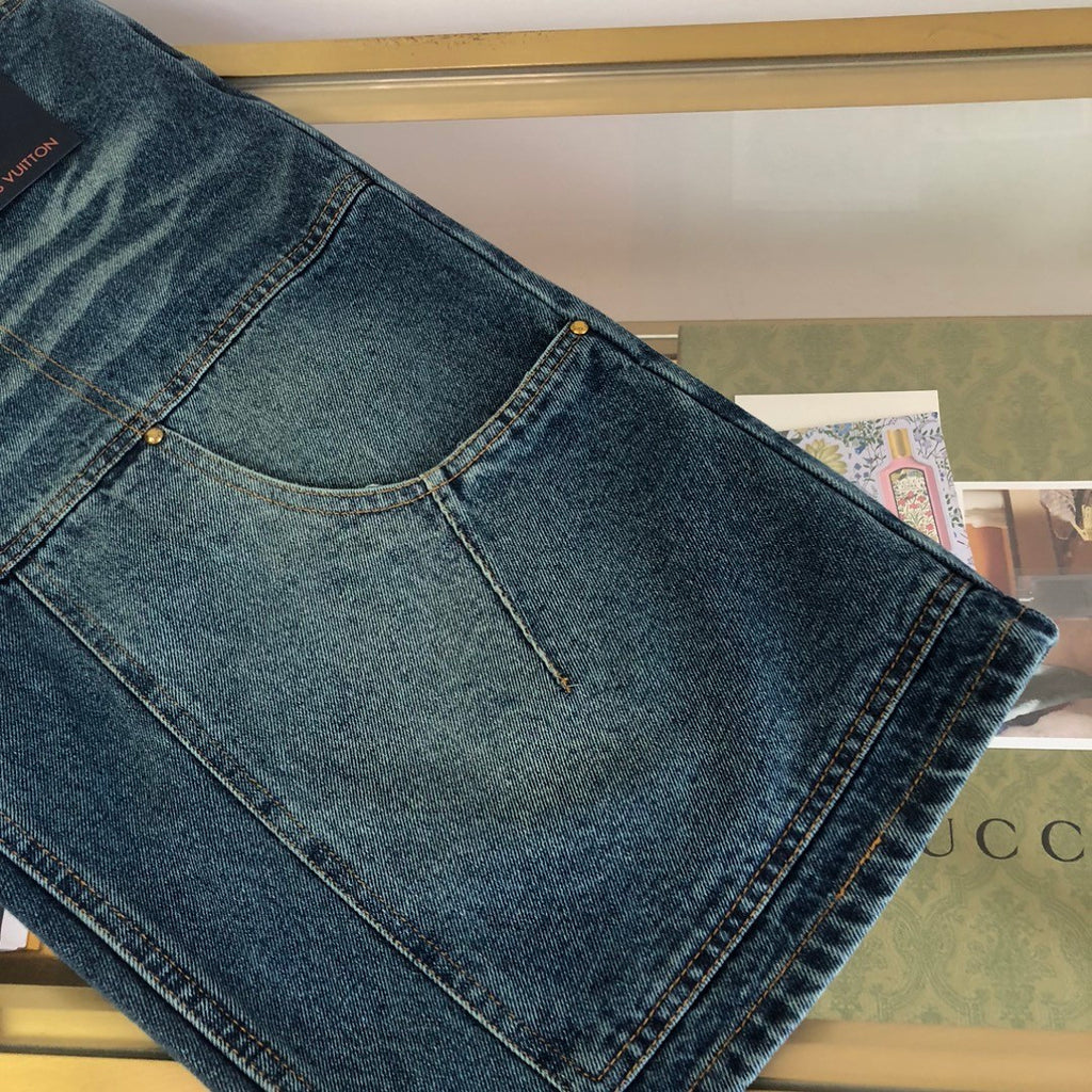 Louis Vuitton Men's Summer Solid Color Button Down Casual Jeans Pants #76481