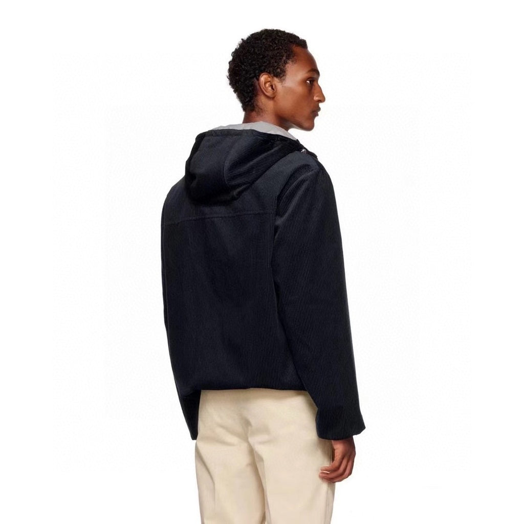 Brunello Cucinelli Men's Autumn and Winter Solid Color Corduroy Hooded Zipper Long Sleeve Jacket #72935