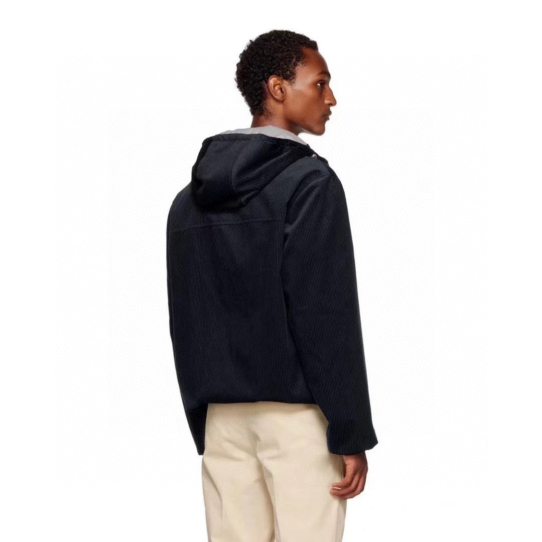Brunello Cucinelli Men's Autumn and Winter Solid Color Corduroy Hooded Zipper Long Sleeve Jacket #72935