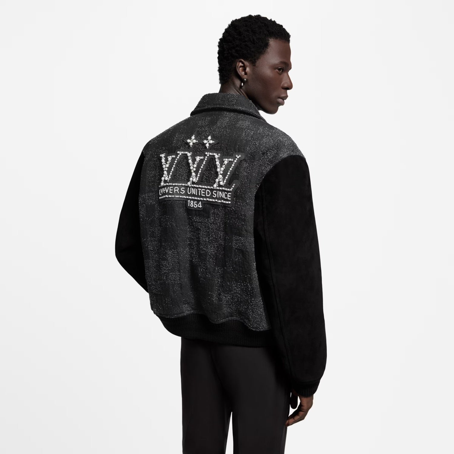 Louis Vuitton Men's Spring/Autumn Mixed Leather Jacket Checkered Solid Color Baseball Collar Long Sleeve Waistcoat Jacket #81478
