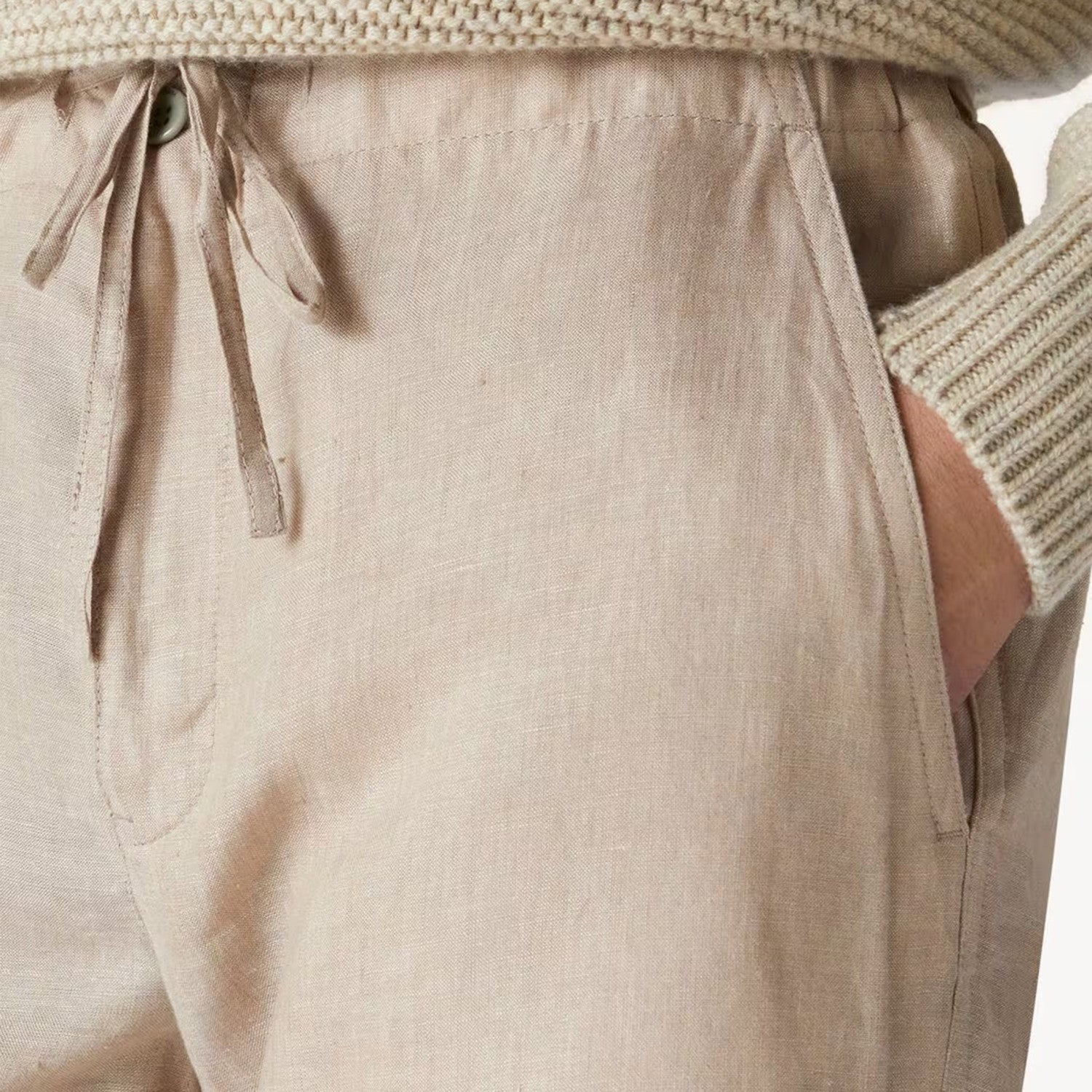 Loro Piana Men's Spring And Summer Trend Fashion Mid-waist Tie Shorts Linen Solid Color Casual Pants Ngvp #8163