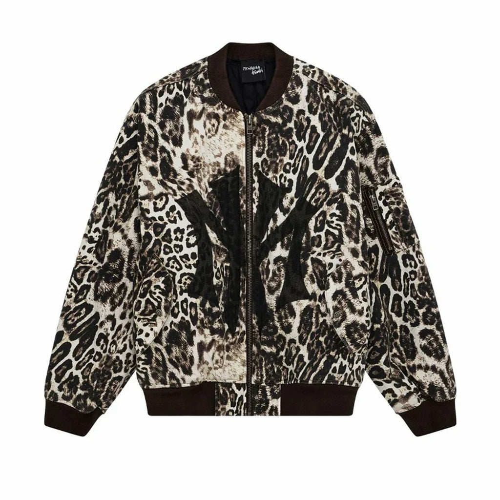 Mowalola X Ksubi Limited Edition Leopard Print Distressed Bomber Jacket Denim Cotton Jacket Fashionable High Street Cool Zipper Jacket Ngvp #2252