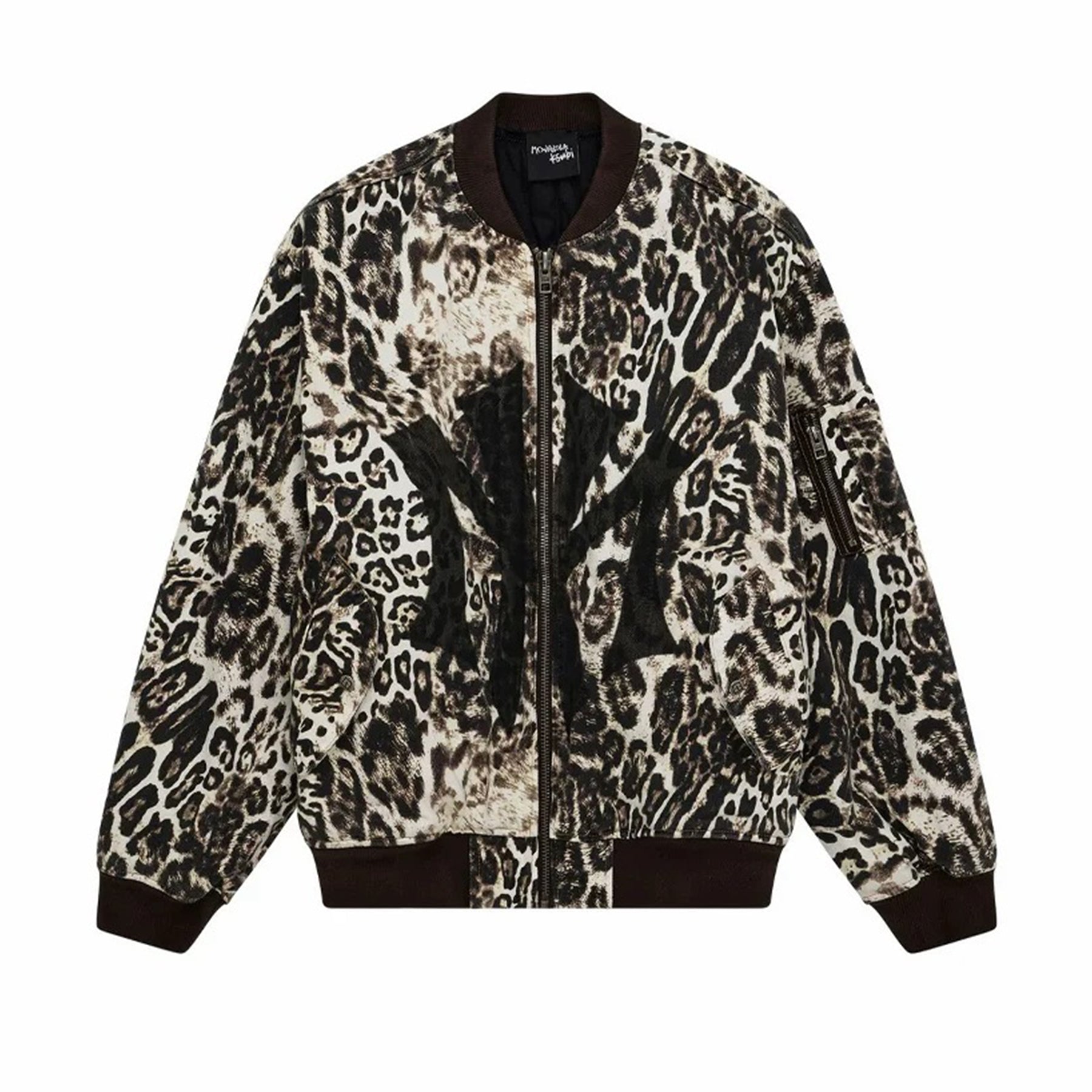 Mowalola X Ksubi Limited Edition Leopard Print Distressed Bomber Jacket Denim Cotton Jacket Fashionable High Street Cool Zipper Jacket Ngvp #2252