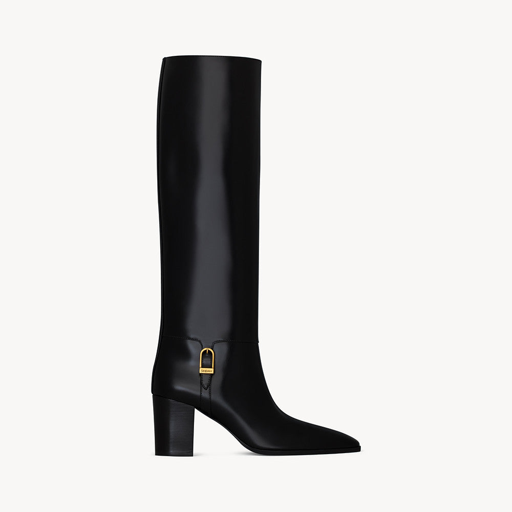 Saint Laurent Women's JULIA Boots In Smooth Leather In Black #329674