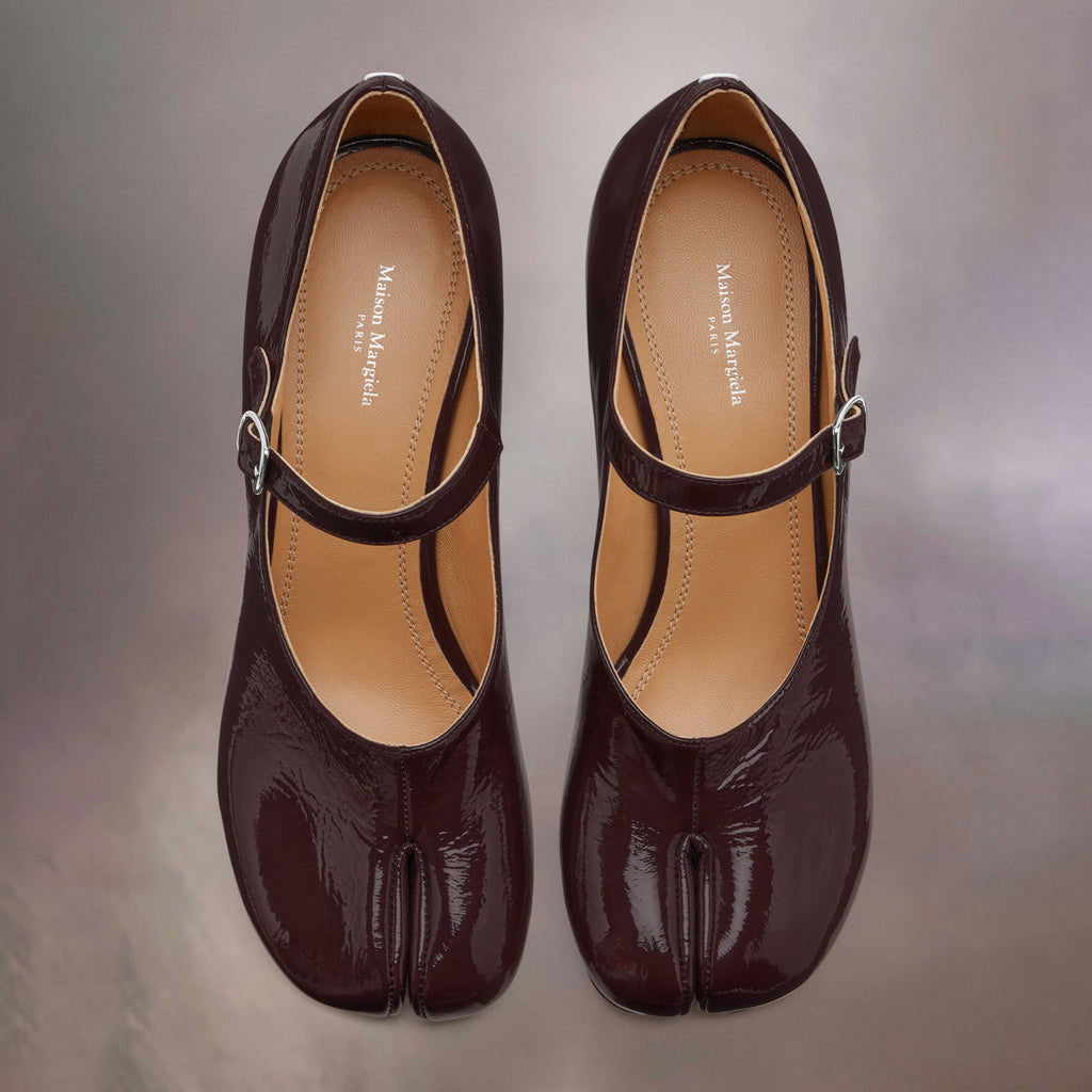 Maison Margiela Women's Spring/Fall Fashion Classic Round Toe Slip On Solid Color Leather Chunky Heel Mary Jane Split Toe Shoes #78646