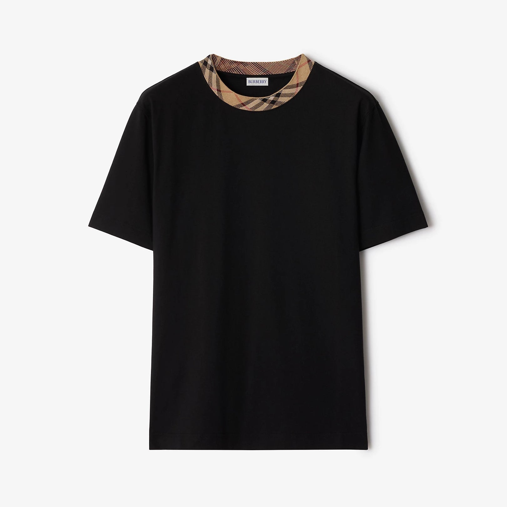 Burberry Men's Summer Checkered Print Collar Solid Color Cotton Short Sleeve T-Shirt #77145