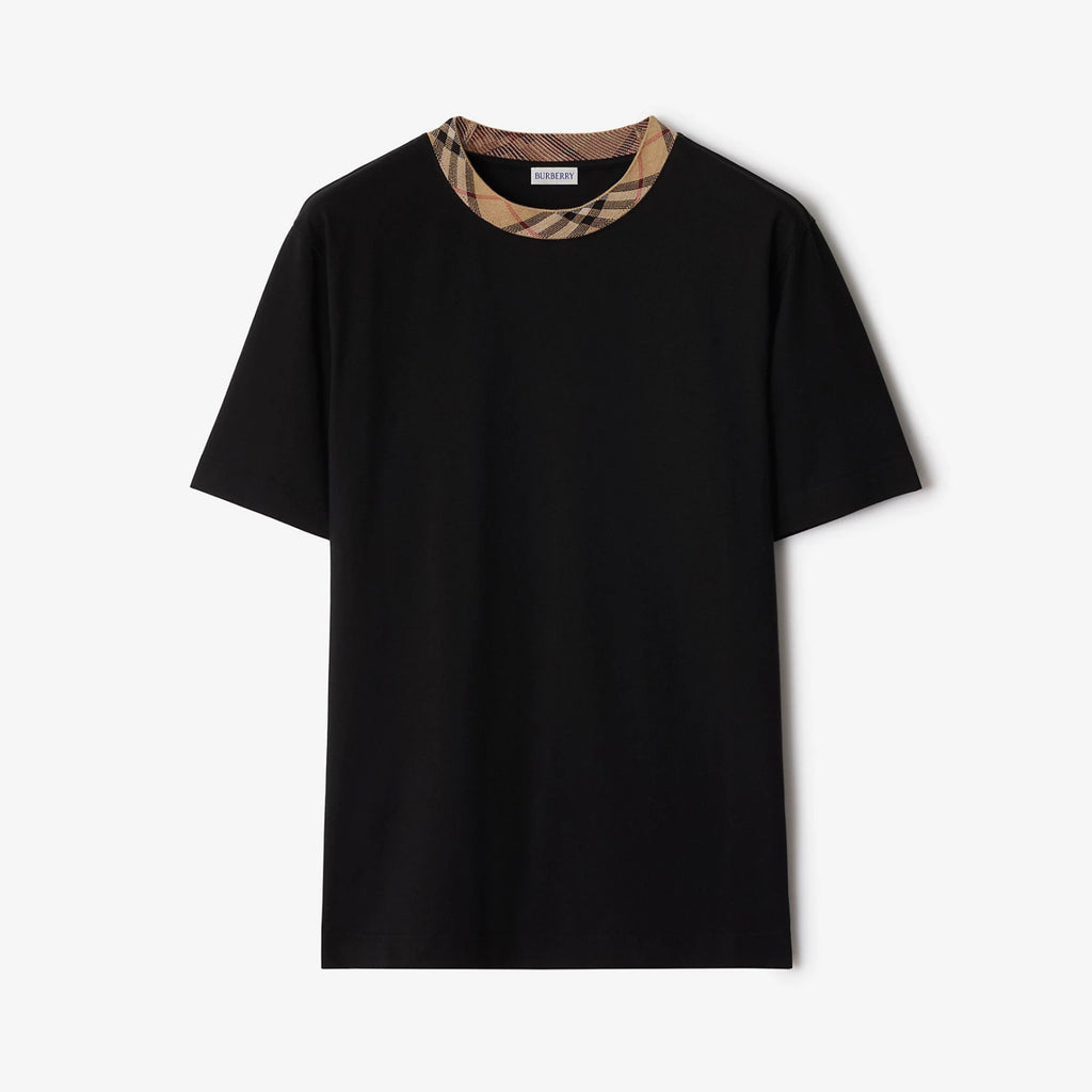 Burberry Men's Summer Checkered Print Collar Solid Color Cotton Short Sleeve T-Shirt #77145