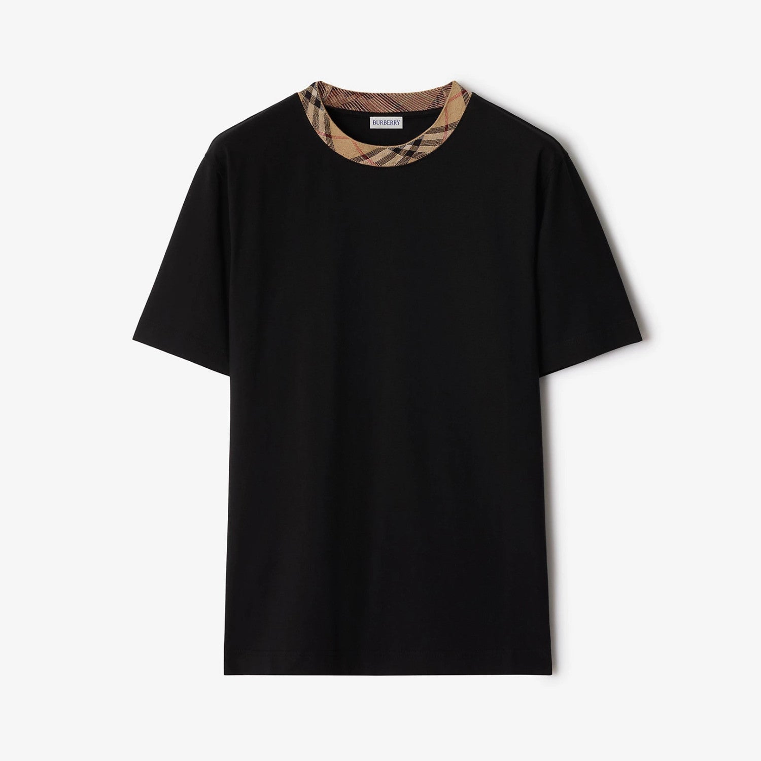 Burberry Men's Summer Checkered Print Collar Solid Color Cotton Short Sleeve T-Shirt #77145