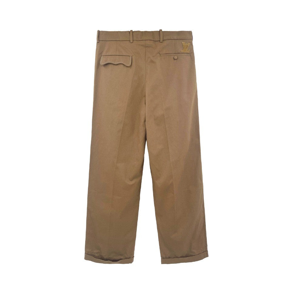 Louis Vuitton Men's Spring & Autumn Solid Color Button Mid Waist Straight Leg Casual Pants #75527