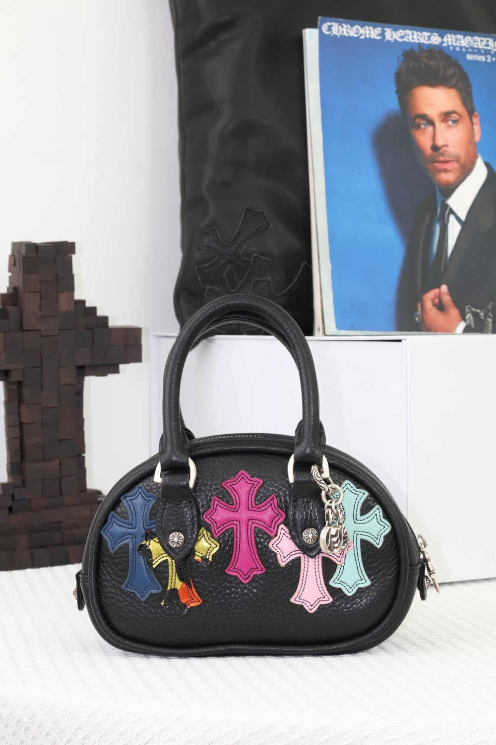 Chrome Hearts Cowhide Leather S925 sterling silver hardware accessories bag sword jacquard lining Bags #82507A