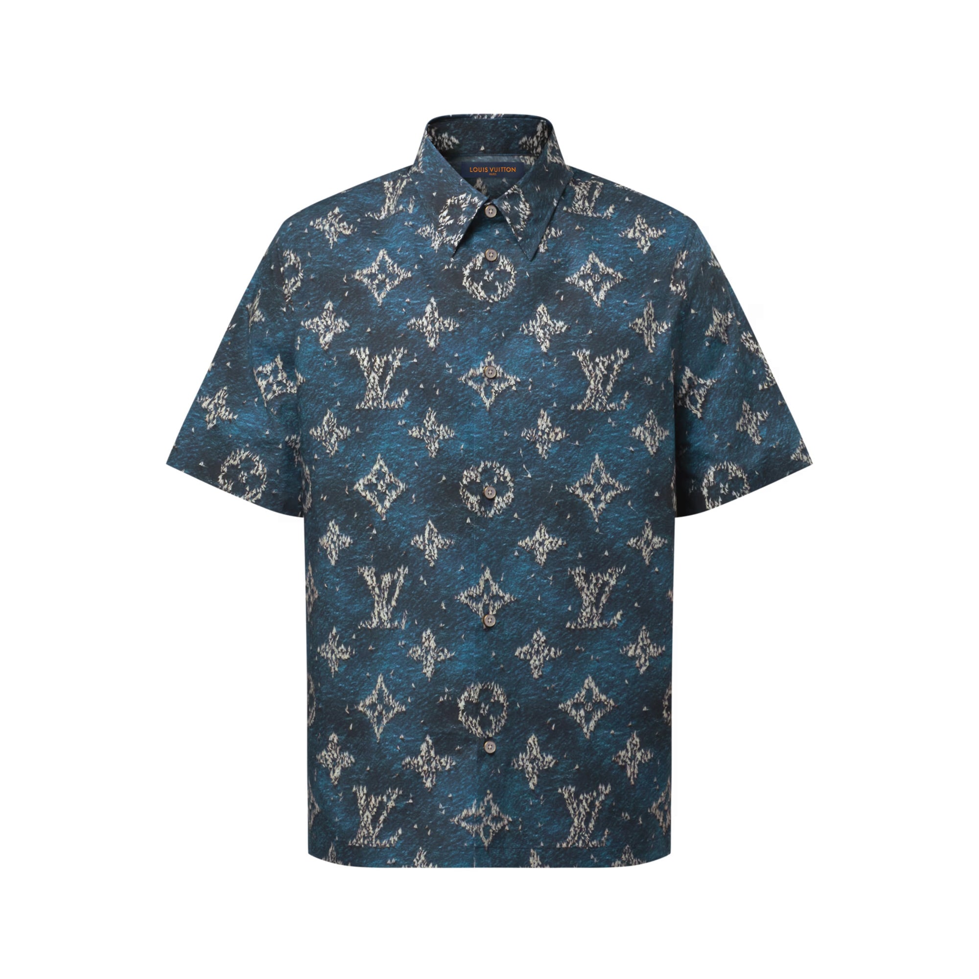 Louis Vuitton Men's Summer Logo Print Single Breasted Silk Short Sleeved Shirt And Casual Drawstring Shorts Suit Set #76997