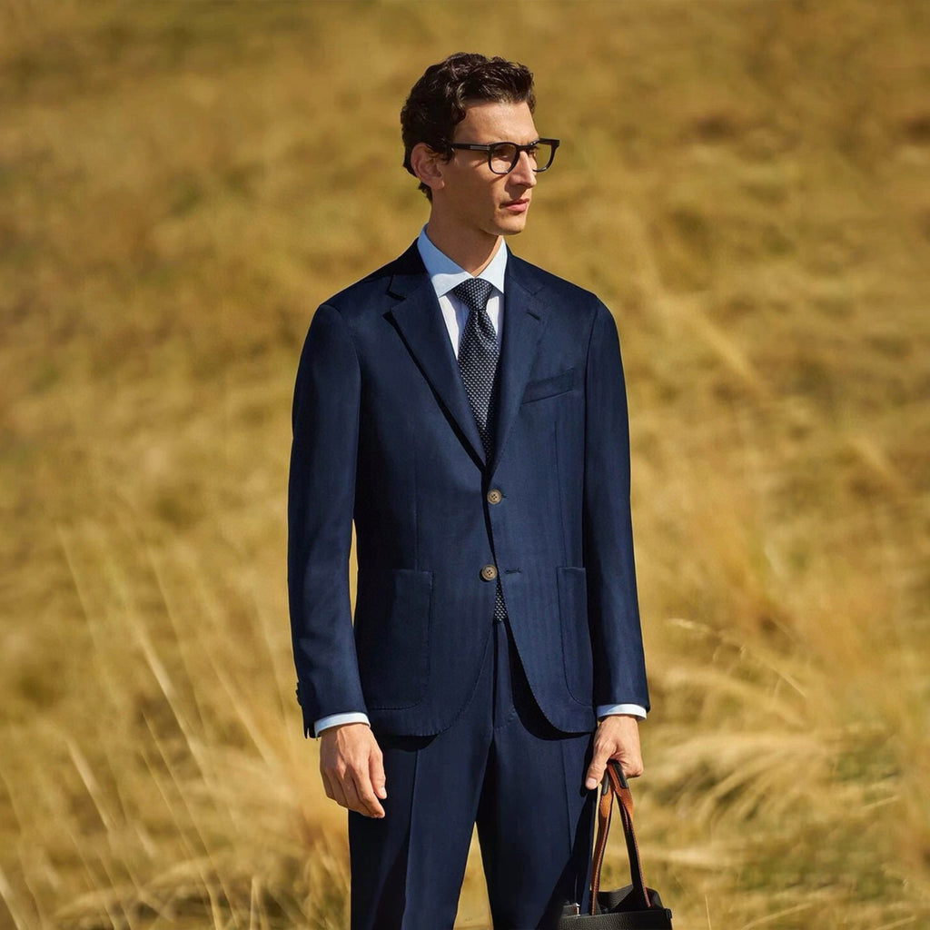 Ermenegildo Zegna  Men'S Spring And Autumn Business Casual Wool Suit Set Navy Blue Temperament Casual Comfortable Formal Suit Jacket Straight Suit Pants Trousers #75986