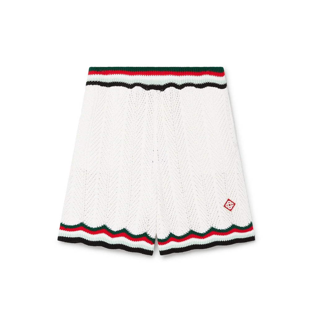 Casablanca Men's Summer Casual Solid Color Cotton Cloud Embroidery Knitted Sweater Shirt Logo Embroidery Striped Short Sleeve Shorts Set #78234