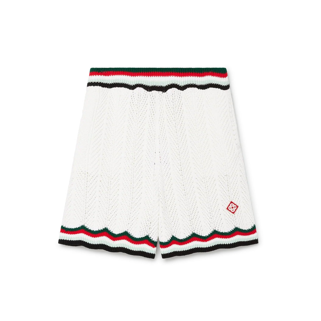 Casablanca Men's Summer Casual Solid Color Cotton Cloud Embroidery Knitted Sweater Shirt Logo Embroidery Striped Short Sleeve Shorts Set #78234