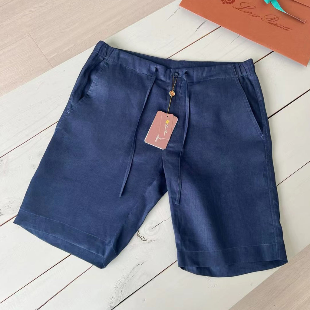 Loro Piana Men's Spring And Summer Trend Fashion Mid-waist Tie Shorts Linen Solid Color Casual Pants Ngvp #8163