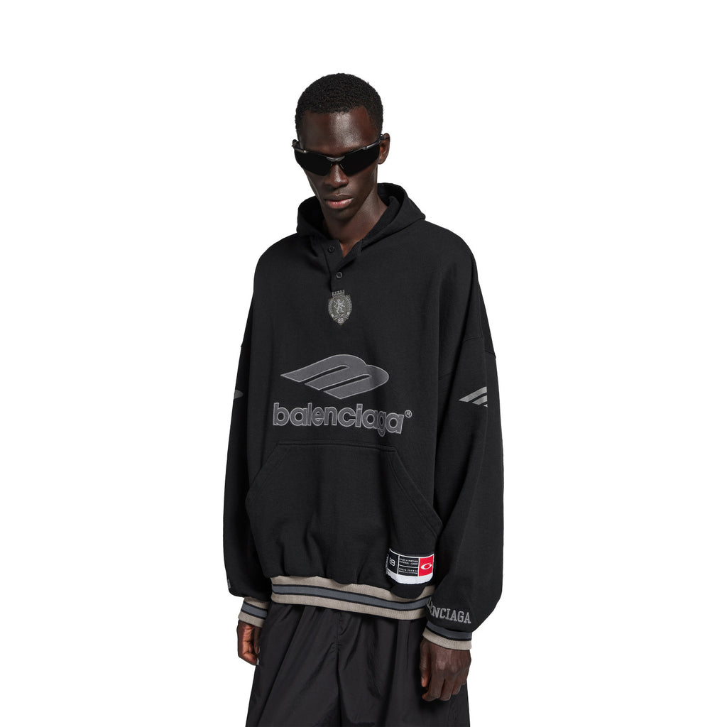 Balenciaga Men's 3b Football Polo Hoodie in Black anthracite #334489