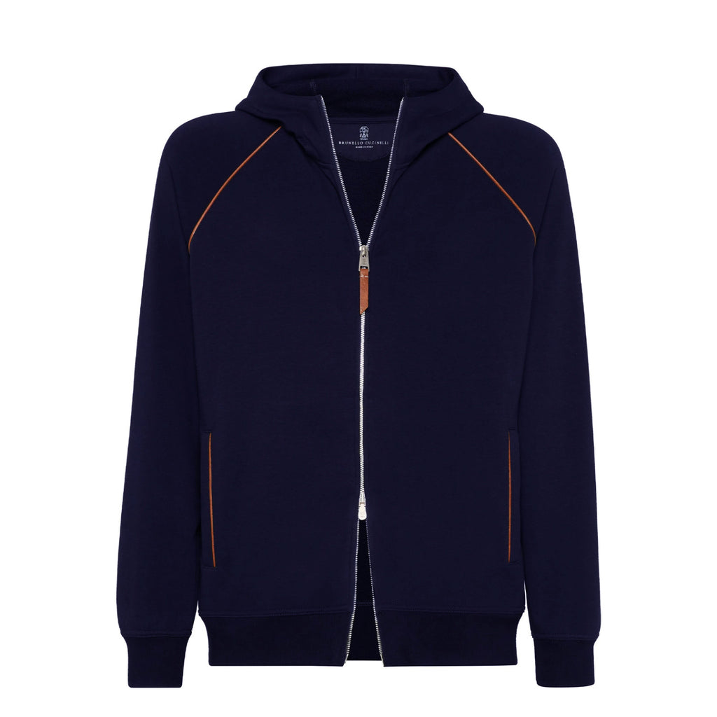 Brunello Cucinelli Men's Techno Cotton French Terry Hooded Long Sleeve Casual Athletic Sweatshirt Solid Color Zipper Spring Jacket Ngvp #1675