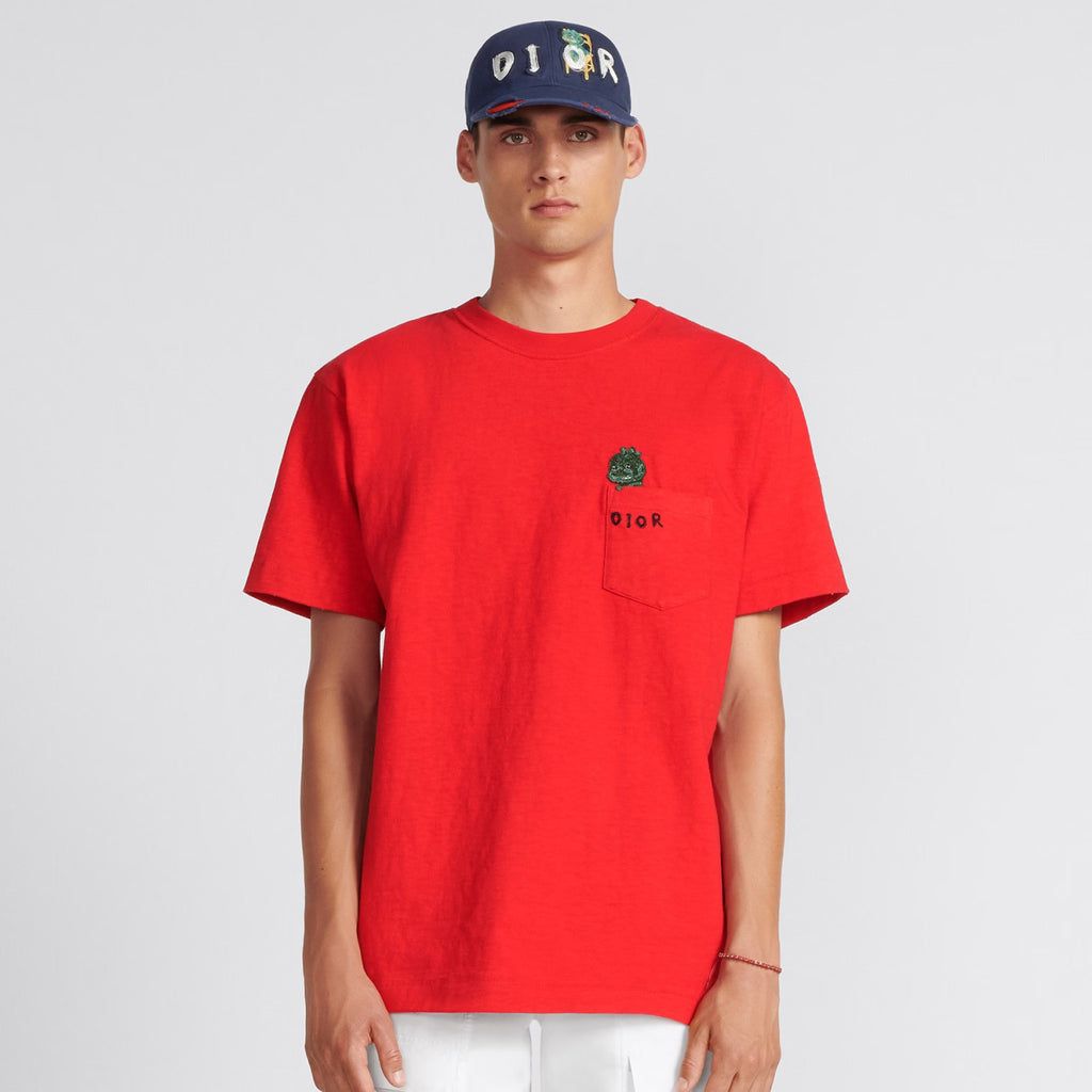 Dior Men's Summer Chest Embroidery Logo Cotton Round Neck Short Sleeve T-Shirt #97849