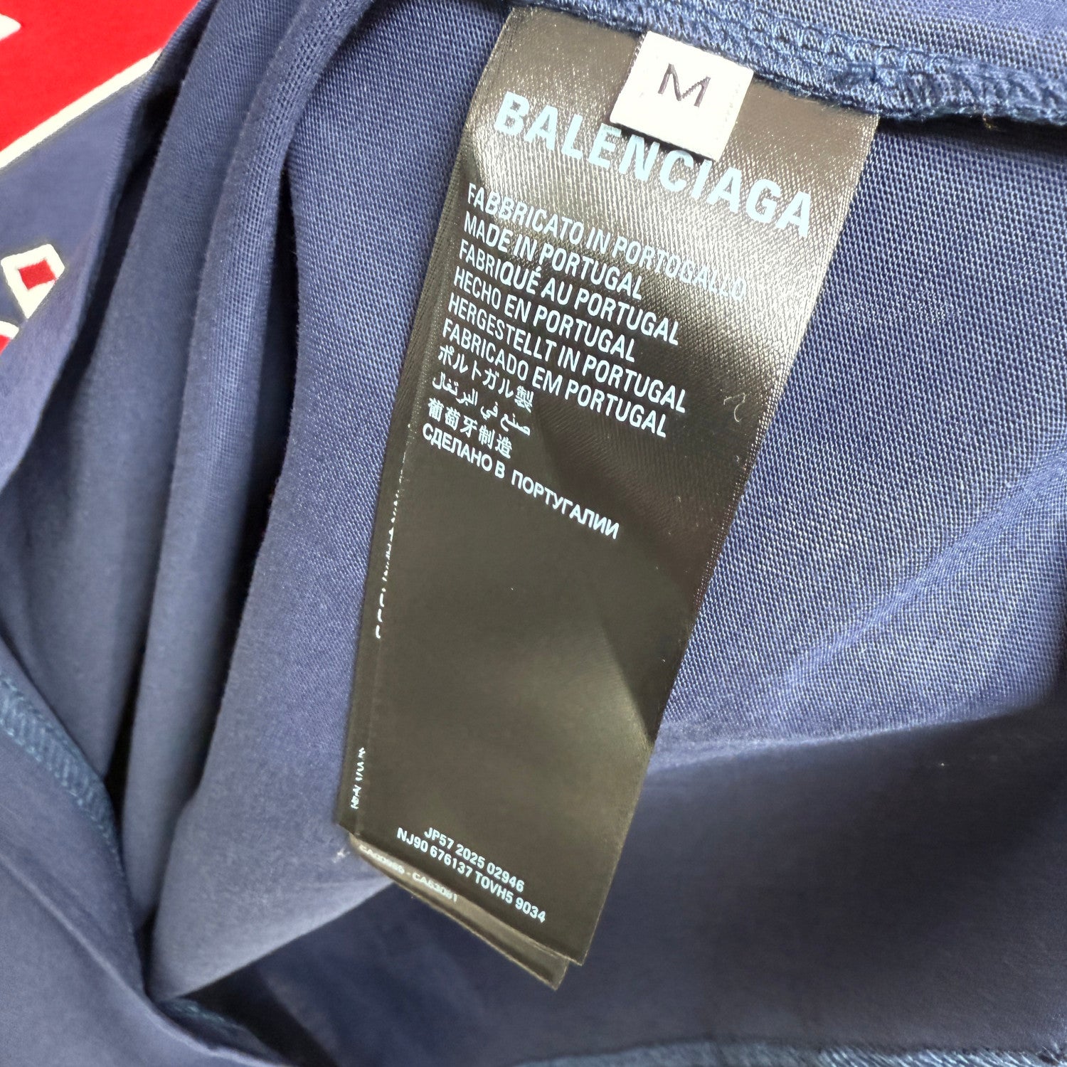 Balenciaga  Men's 3b Football V-neck T-shirt Oversized in Dark Navy red #334655