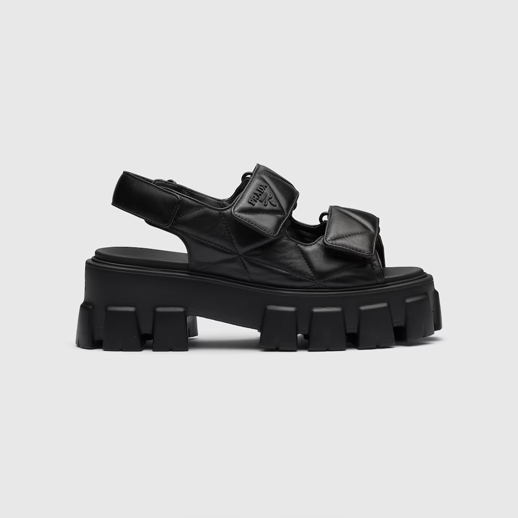 Prada Monolith Nappa Leather Sandals Women's Spring Summer Fashion Casual Solid Colour Sandals Buckle Thick Bottom Shoes #81217